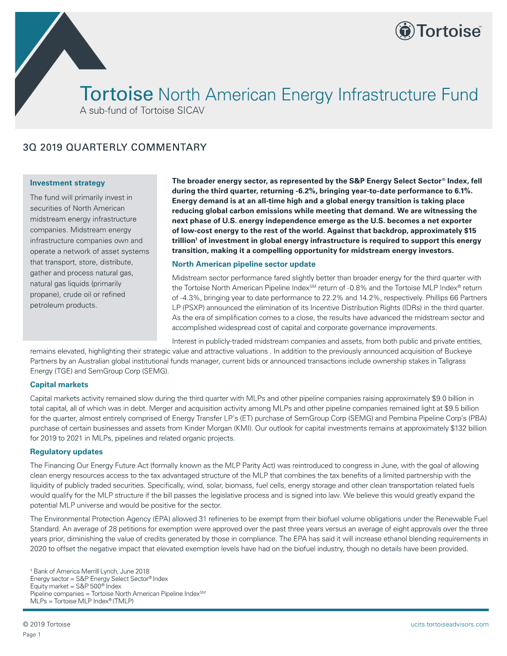 Tortoise North American Energy Infrastructure Fund a Sub-Fund of Tortoise SICAV
