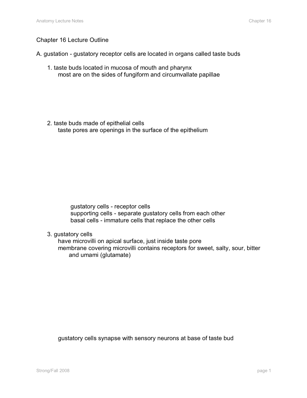 Chapter 16 Lecture Outline A. Gustation