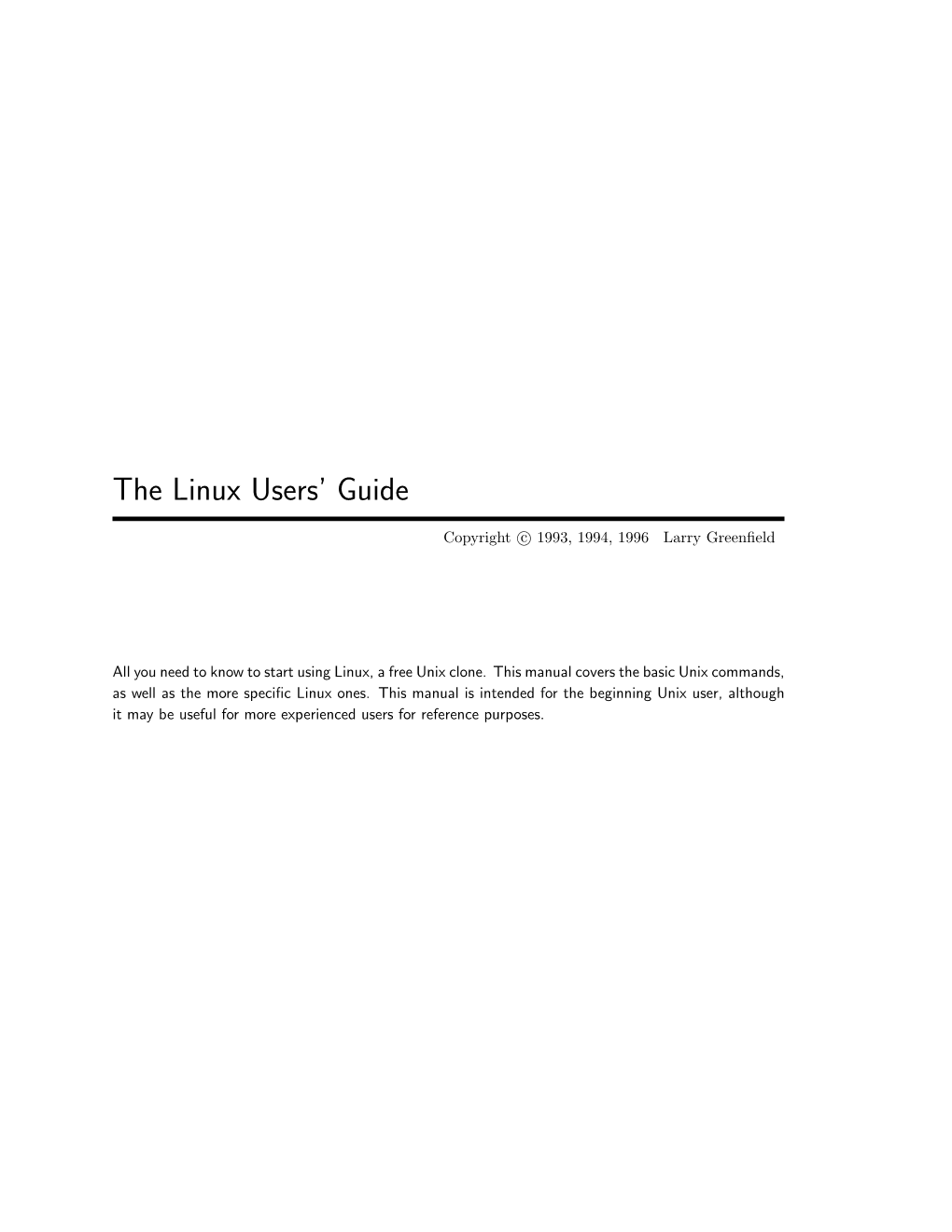 The Linux Users' Guide