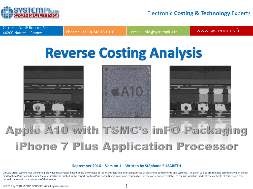 TSMC Integrated Fan-Out (Info) Package Apple A10