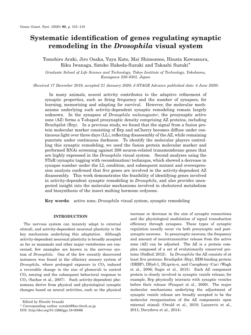 Systematic Identification of Genes Regulating Synaptic Remodeling In