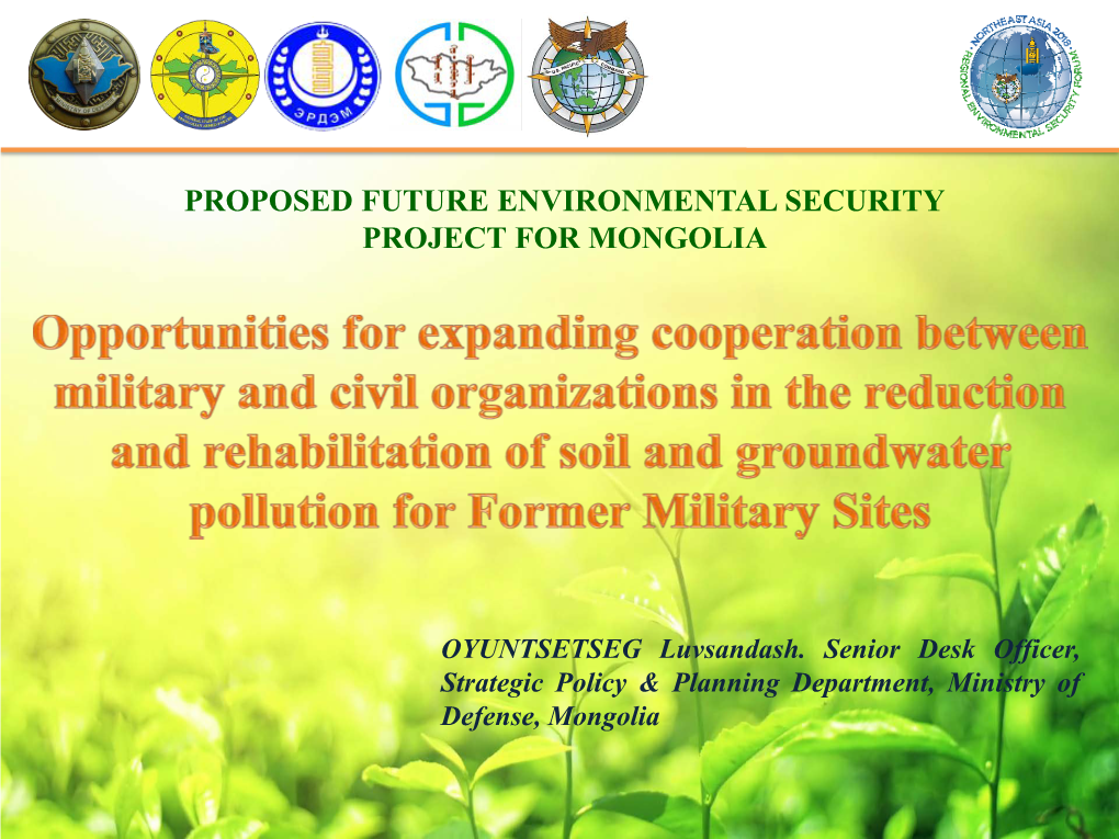 Proposed Future Environmental Security Project for Mongolia