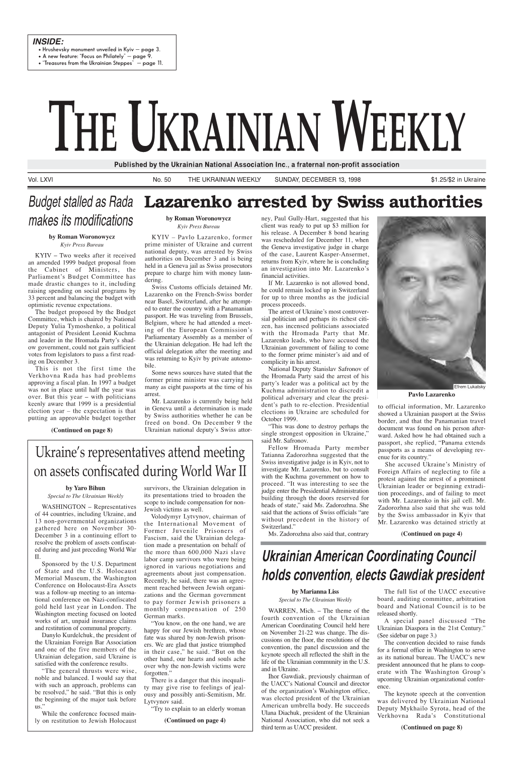 The Ukrainian Weekly 1998, No.50