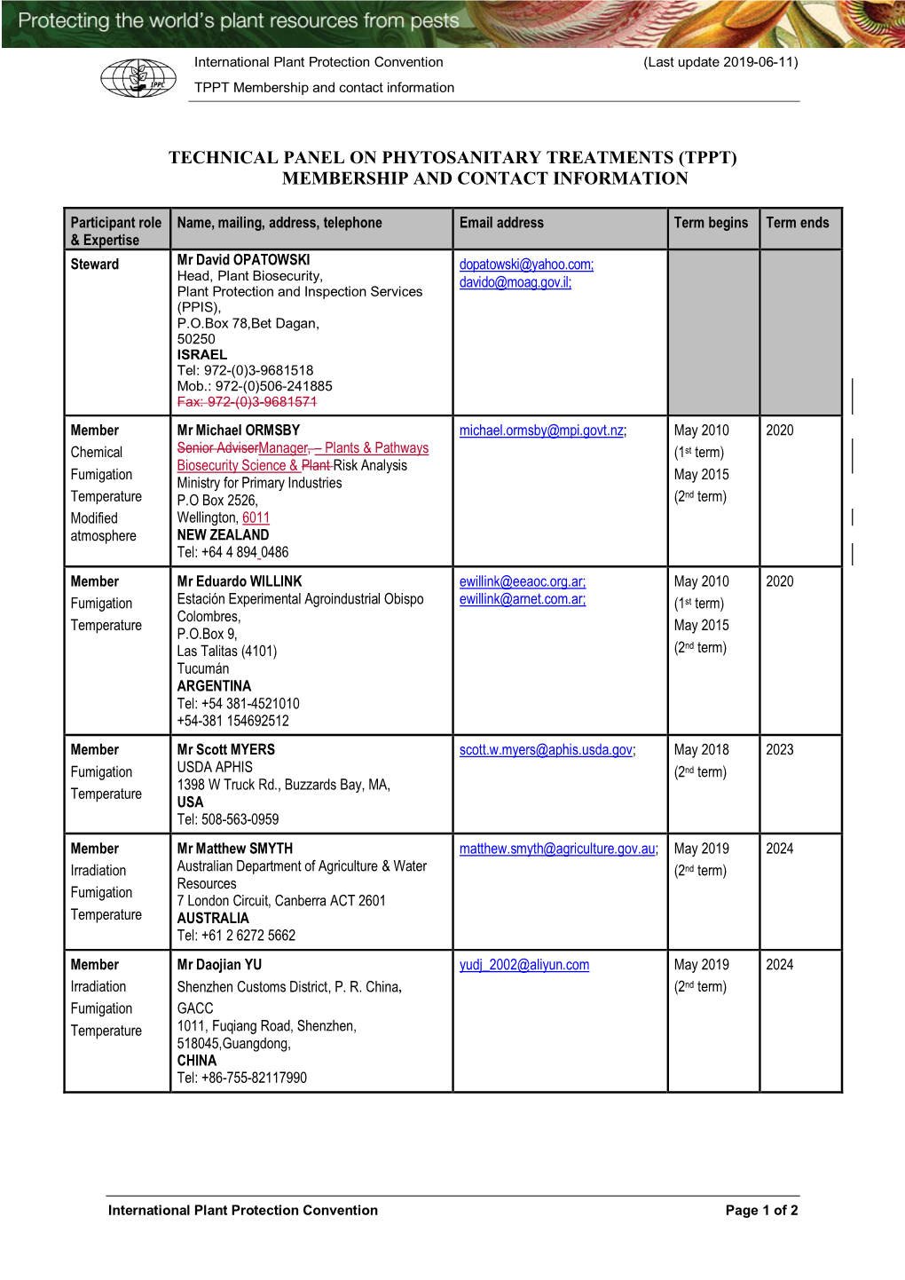 TPPT Membership and Contact Information