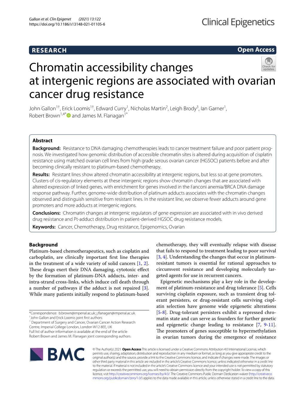 Chromatin Accessibility Changes at Intergenic Regions Associated with Ovarian Cancer Drug Resistance