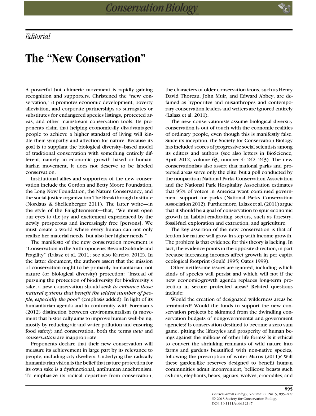 Editorial the “New Conservation”