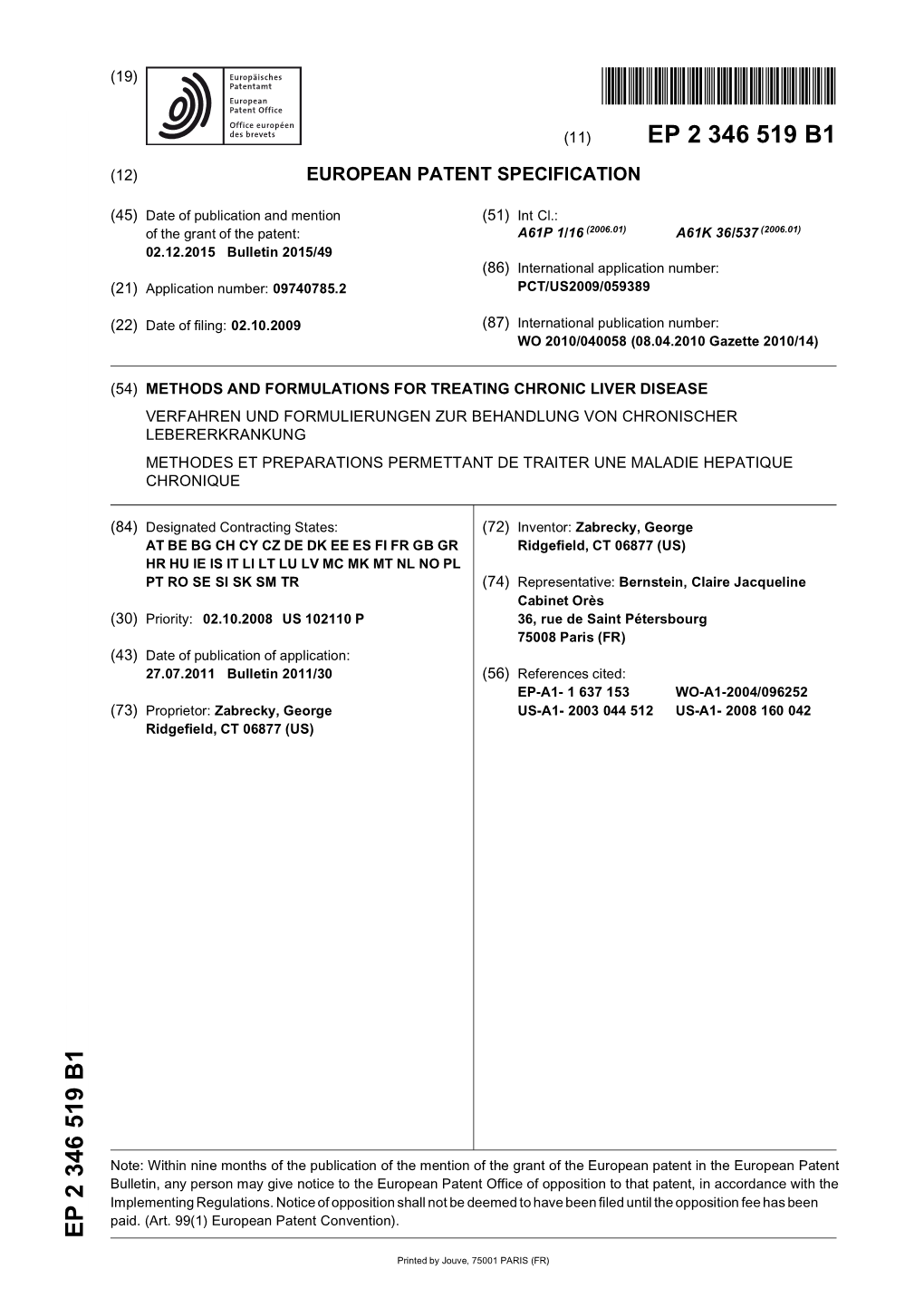 Methods and Formulations for Treating Chronic