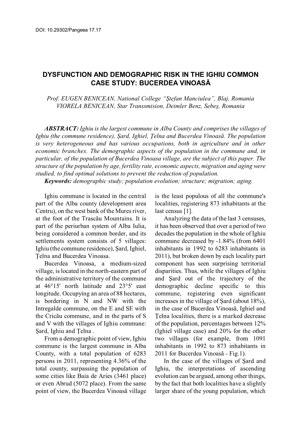 Dysfunction and Demographic Risk in the Ighiu Common Case Study: Bucerdea Vinoasă