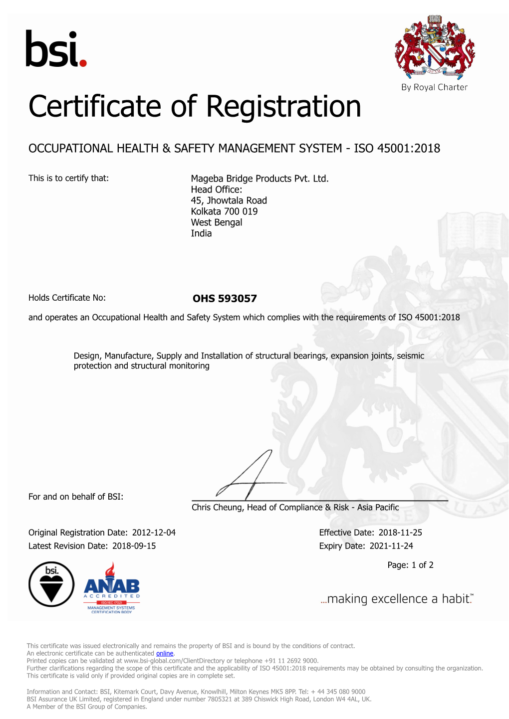 Certificate ISO 45001