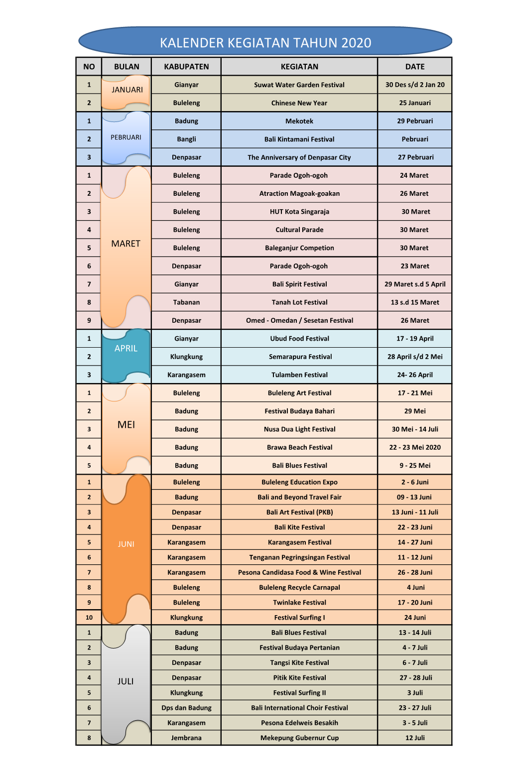 Kalender Kegiatan Tahun 2020