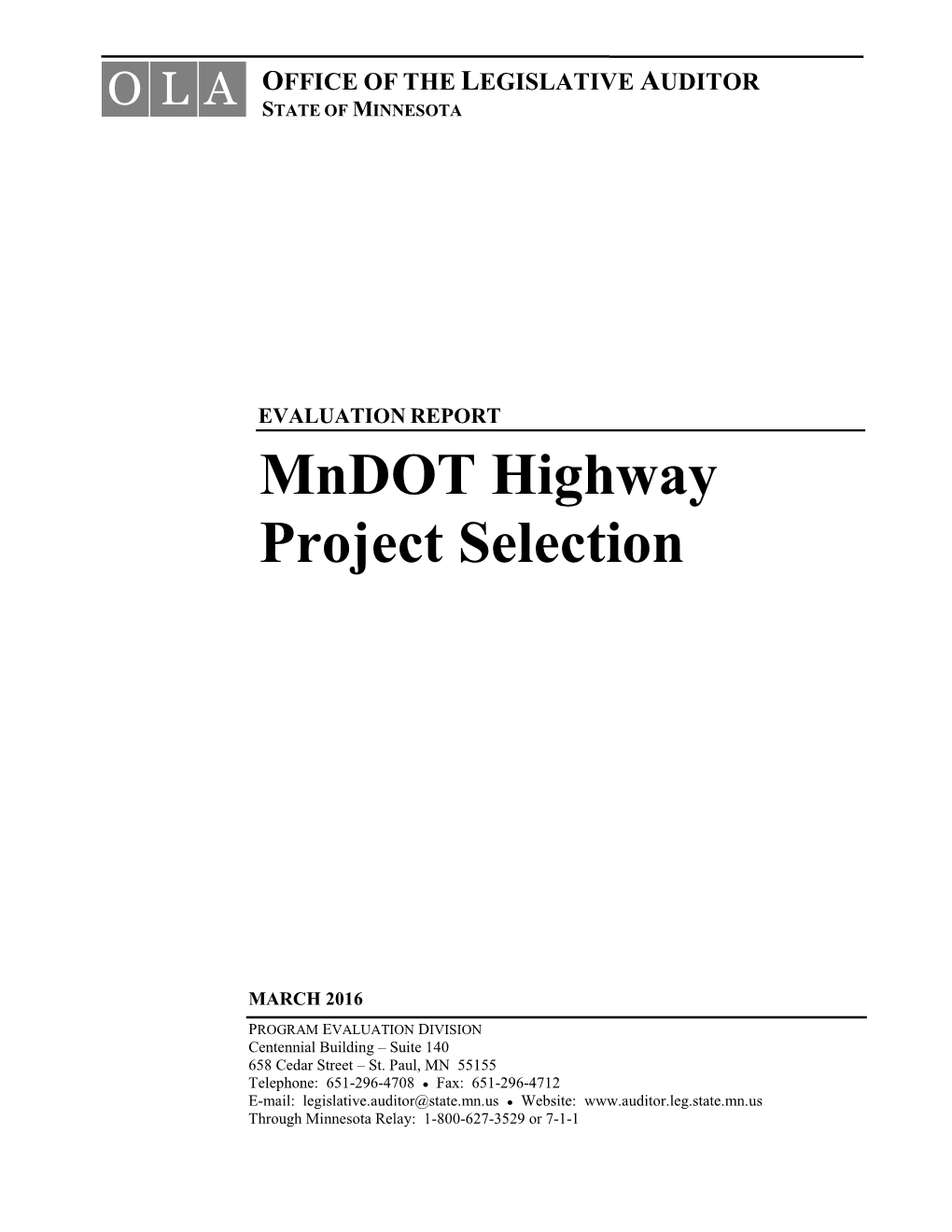 Mndot Highway Project Selection