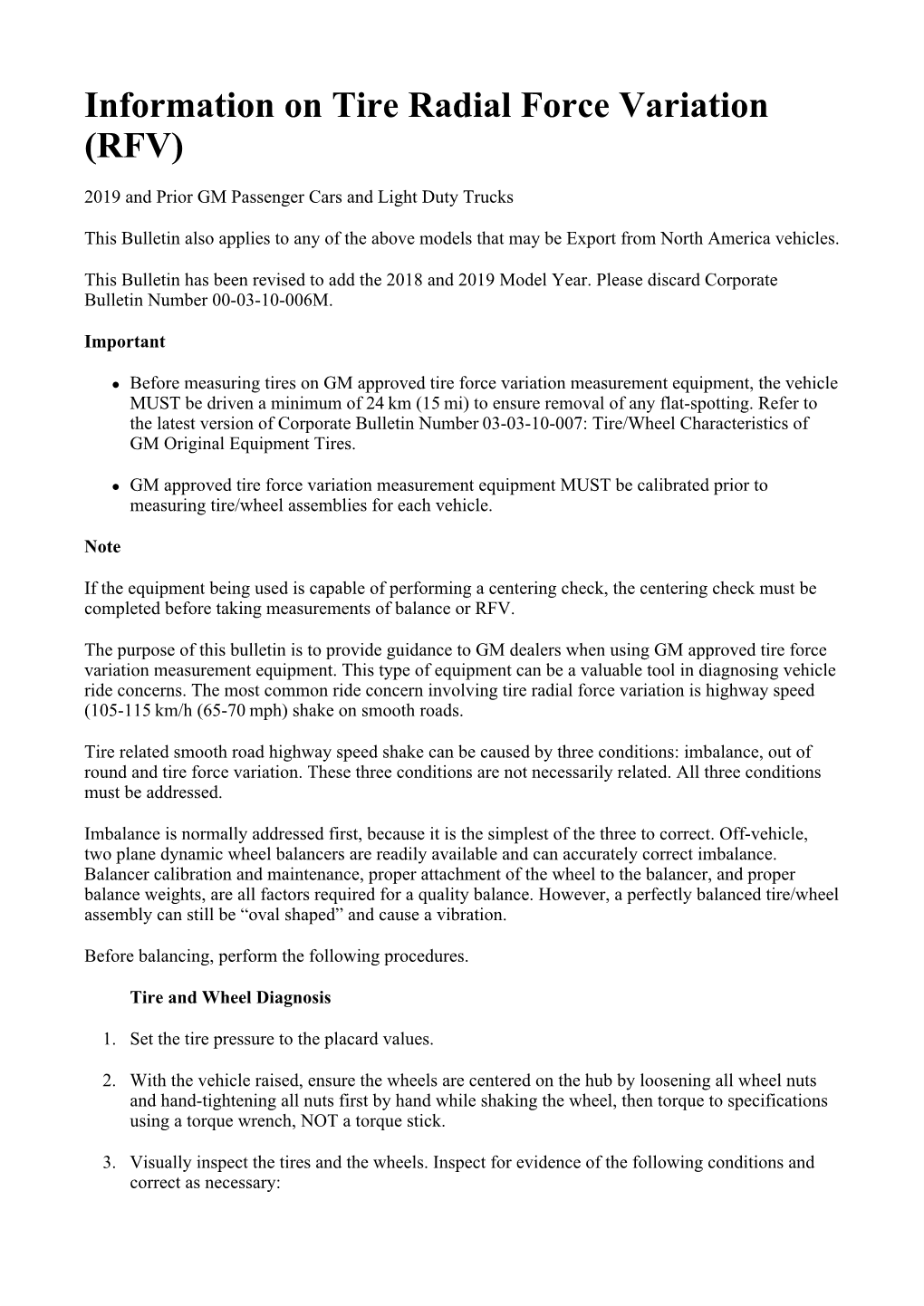 Information on Tire Radial Force Variation (RFV)