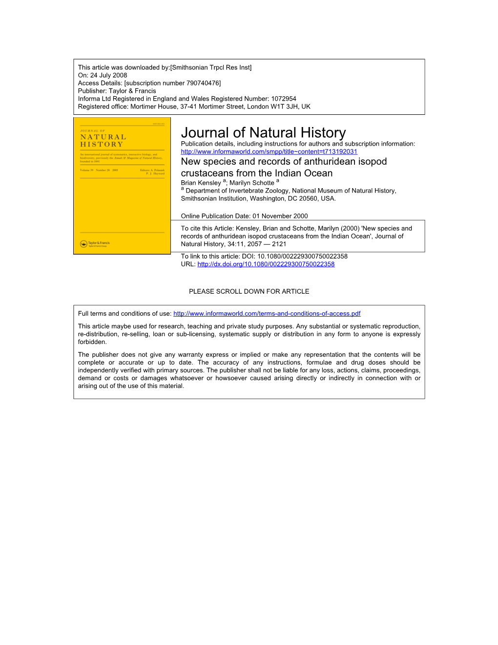 Journal of Natural History