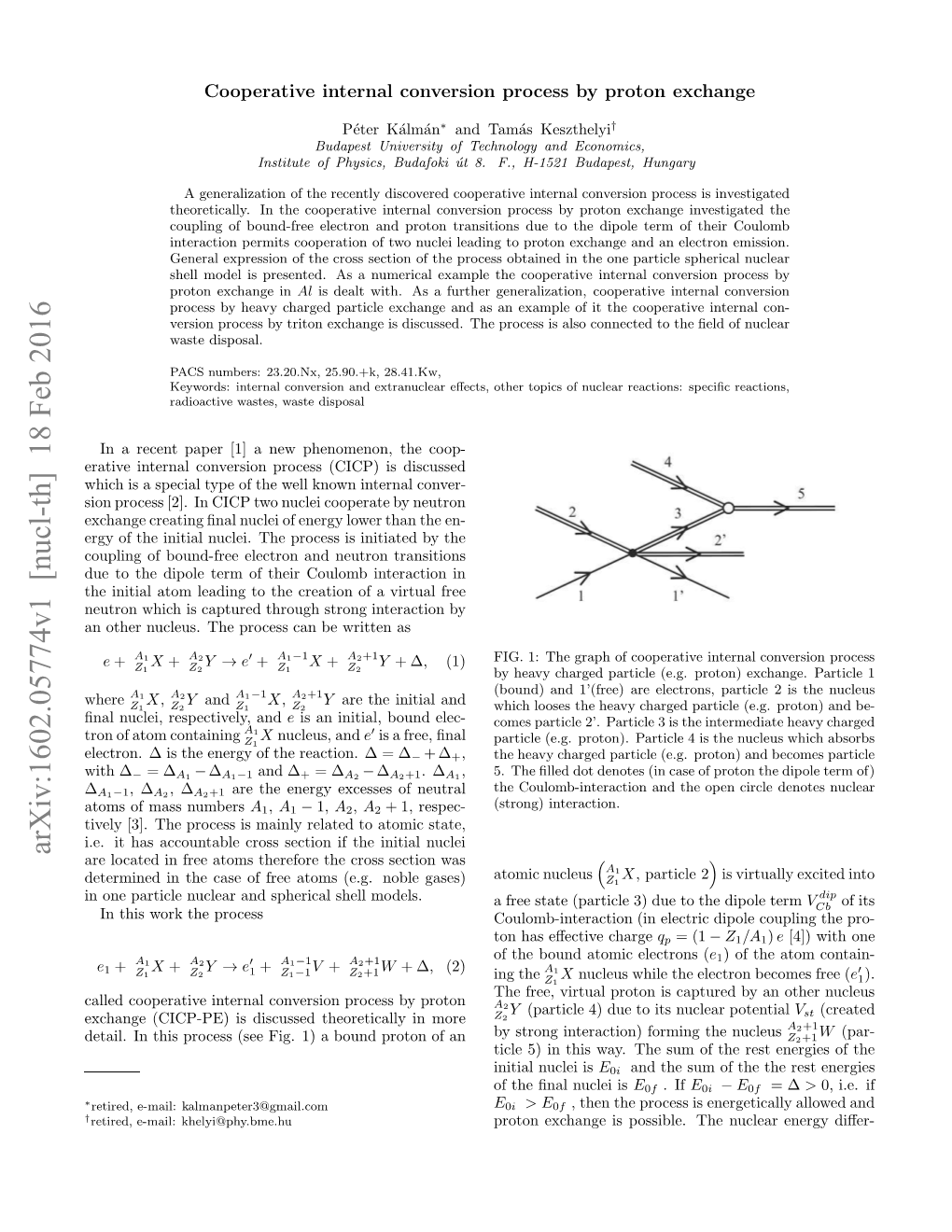 Cooperative Internal Conversion Process by Proton Exchange