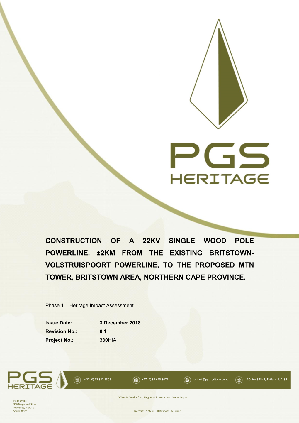 Volstruispoort Powerline, to the Proposed Mtn Tower, Britstown Area, Northern Cape Province