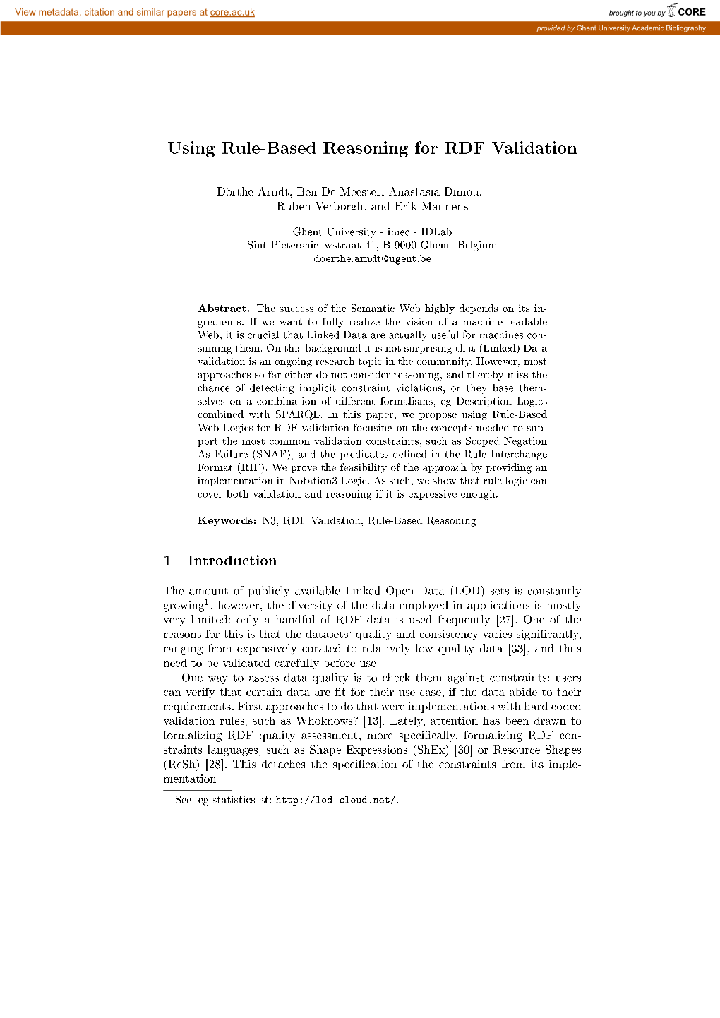 Using Rule-Based Reasoning for RDF Validation