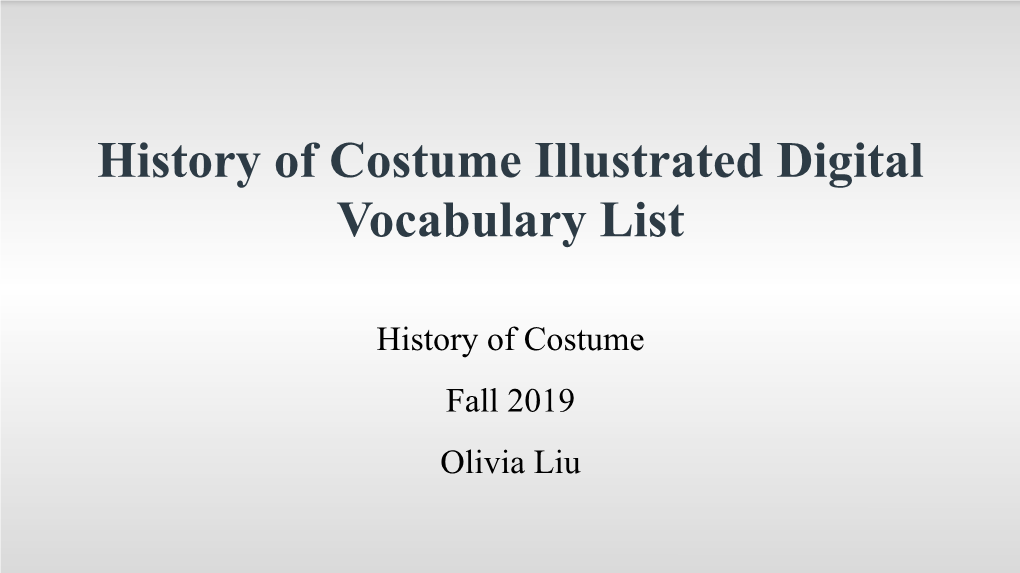History of Costume Illustrated Digital Vocabulary List