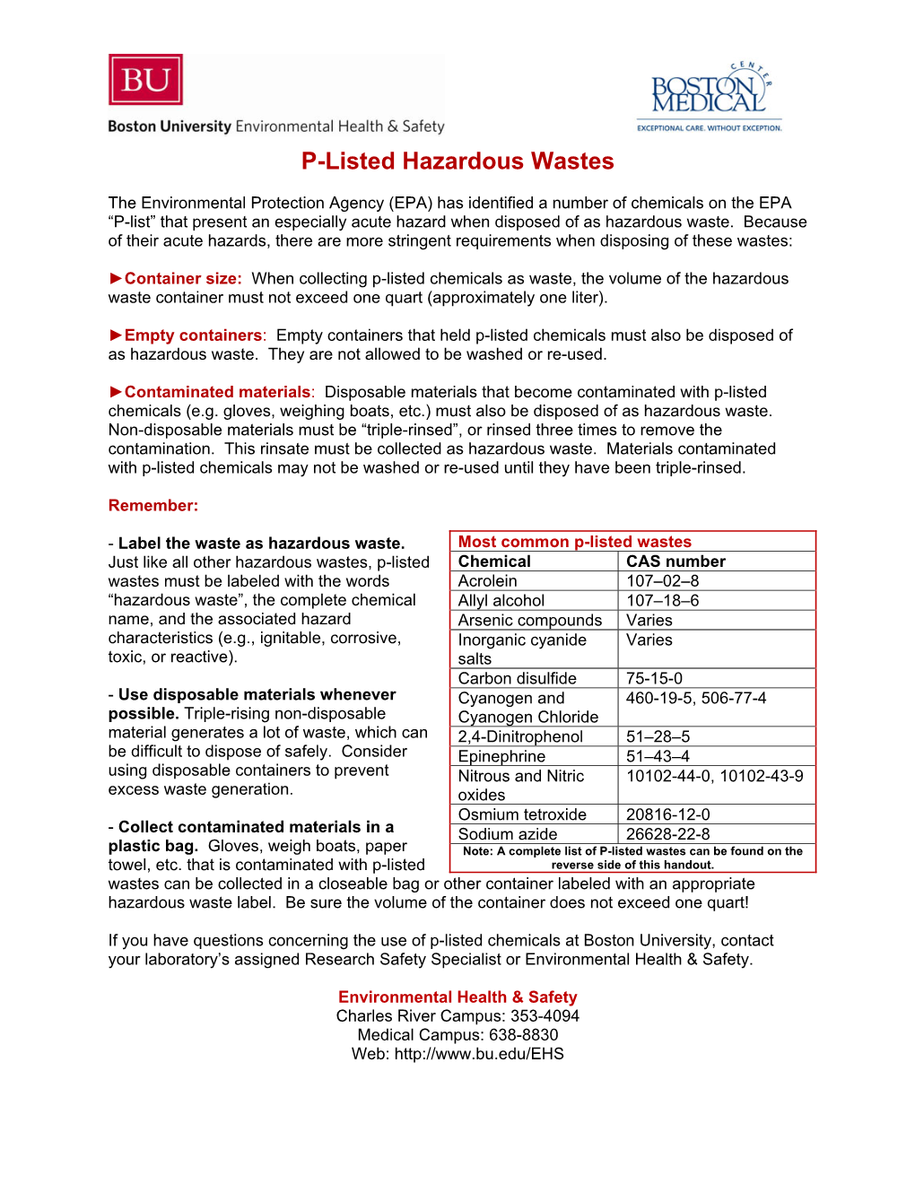 P-Listed Hazardous Wastes