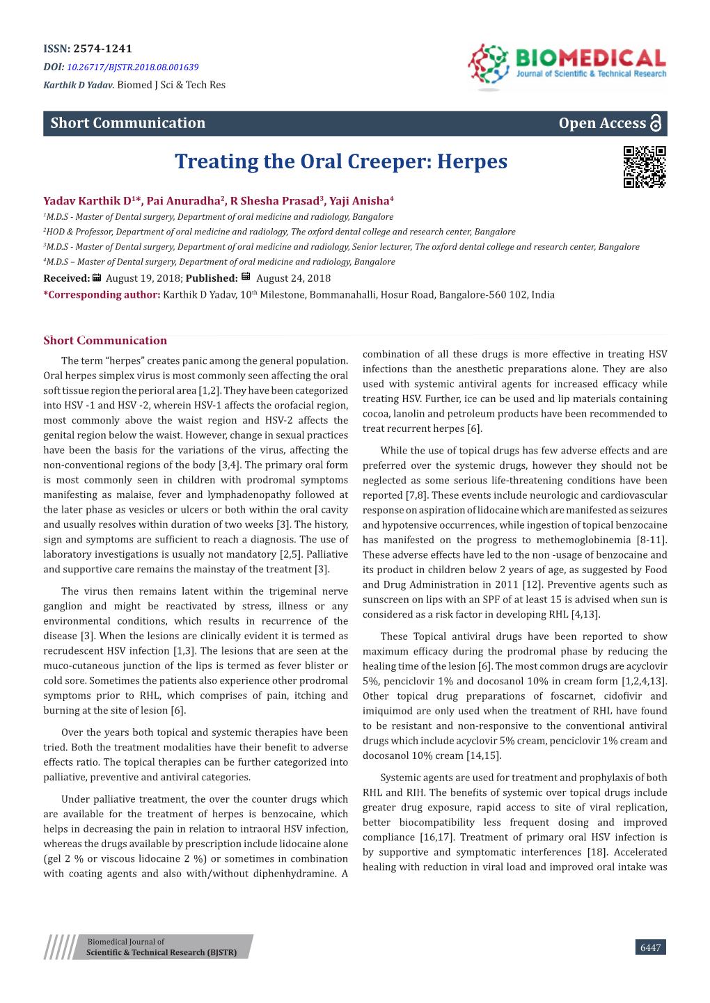 Treating the Oral Creeper: Herpes