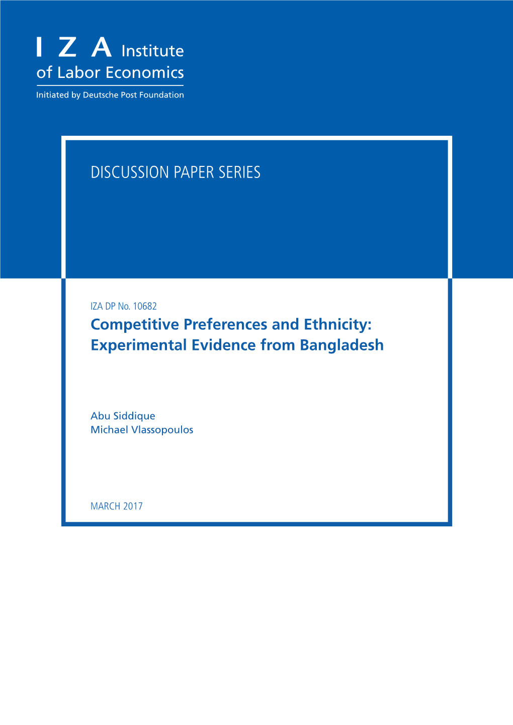 Competitive Preferences and Ethnicity: Experimental Evidence from Bangladesh