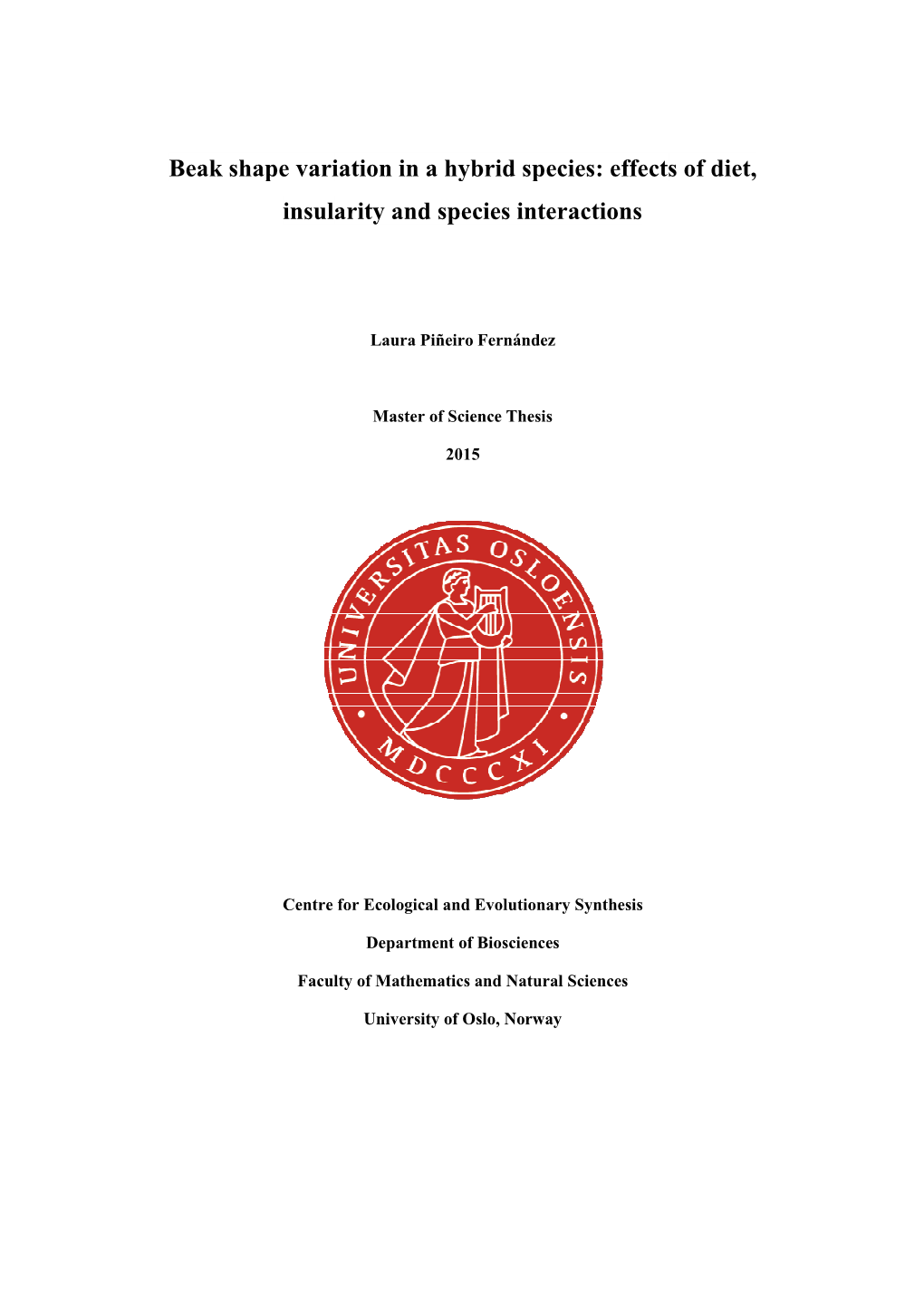 Effects of Insularity and Species Interactions Ec