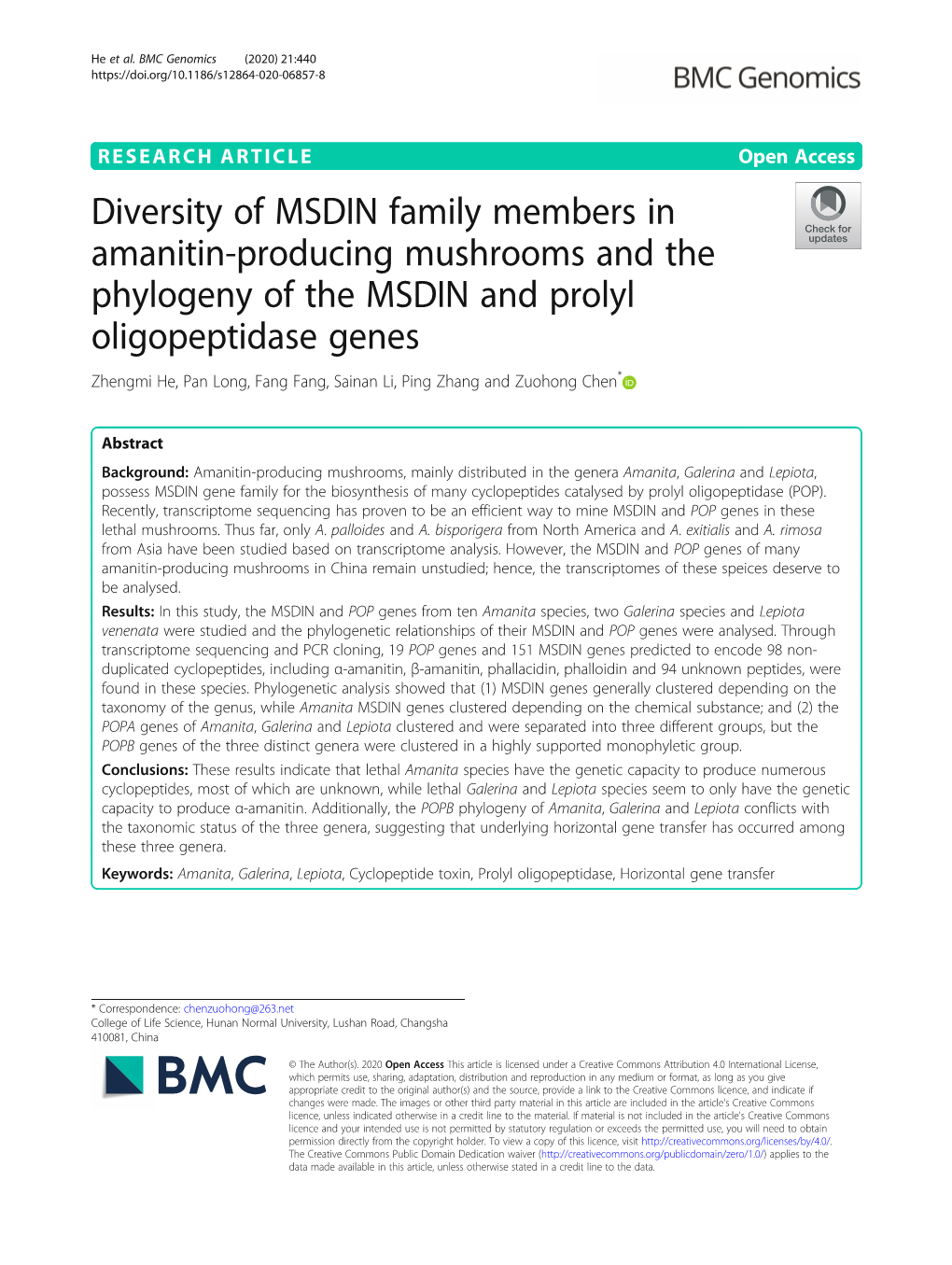 Diversity of MSDIN Family Members in Amanitin-Producing Mushrooms