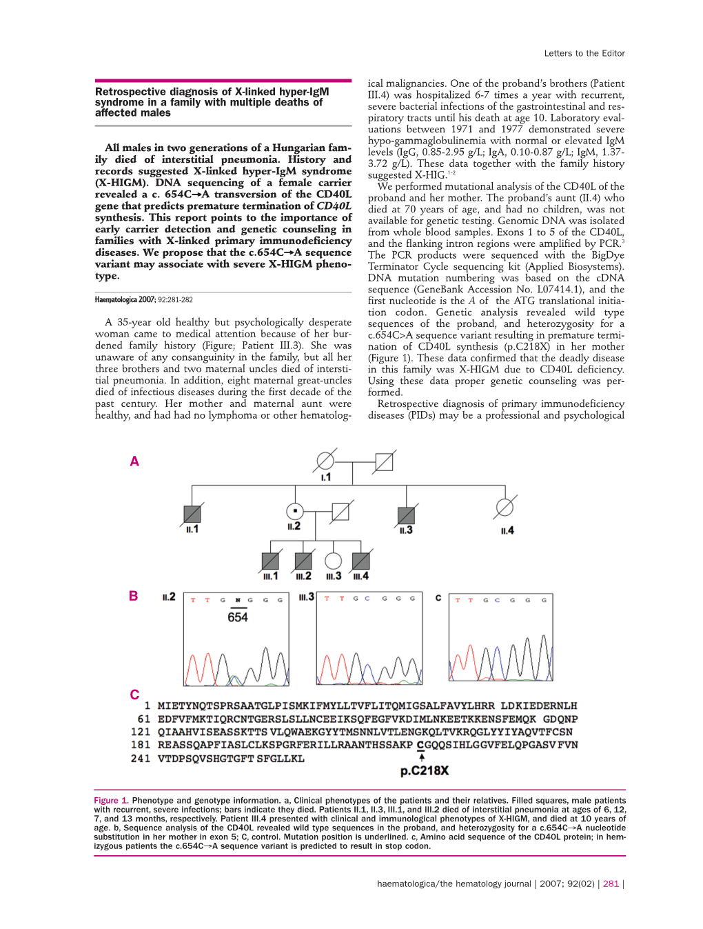 Retrospective Diagnosis of X-Linked Hyper-Igm Syndrome in a Family With