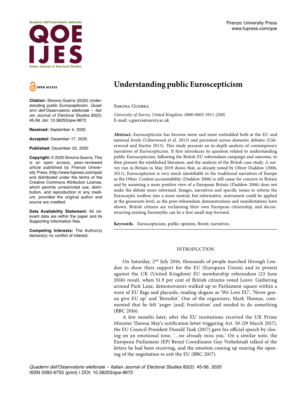 Understanding Public Euroscepticism