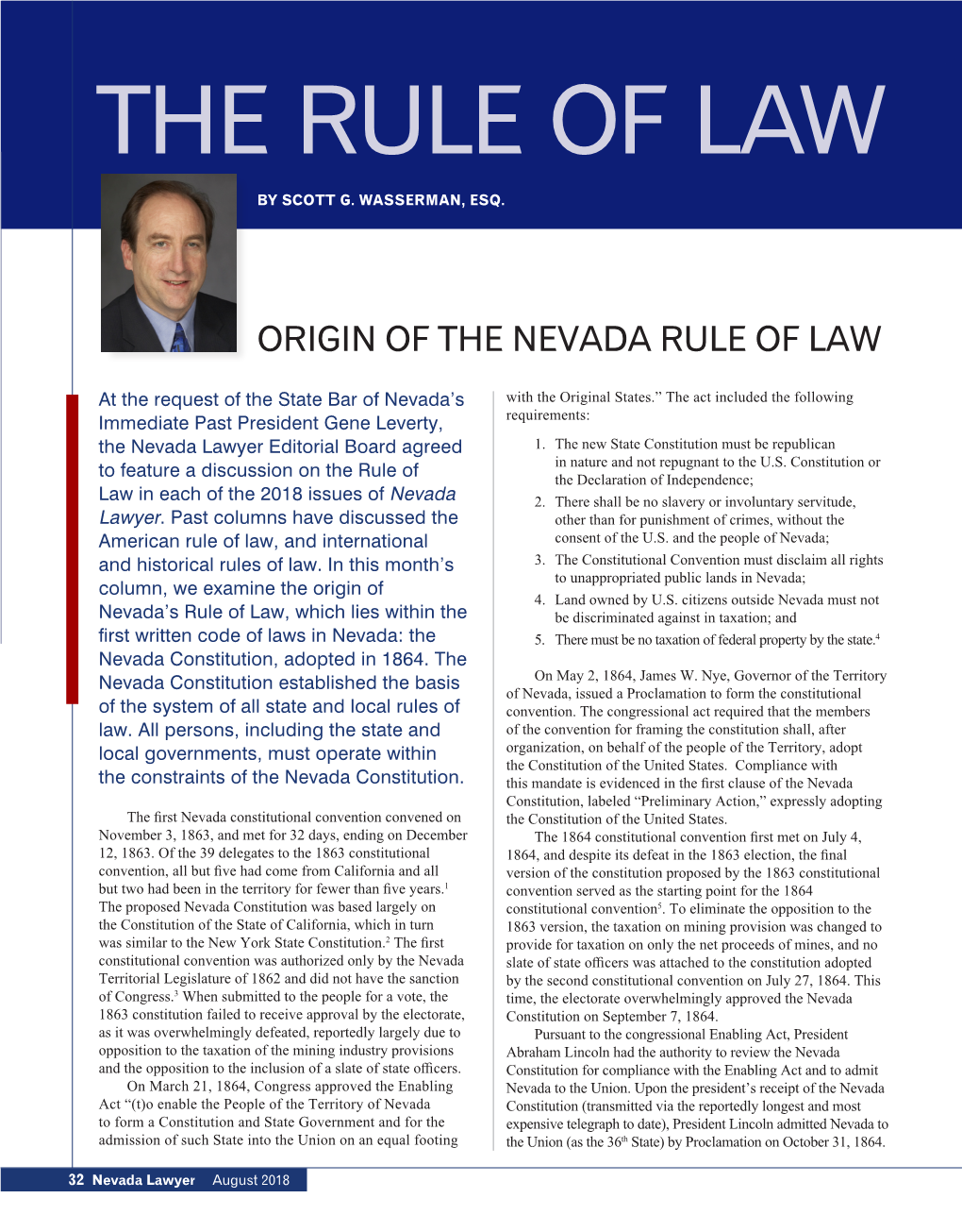 Origin of the Nevada Rule of Law