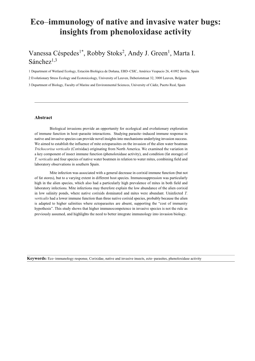 Eco–Immunology of Native and Invasive Water Bugs: Insights from Phenoloxidase Activity