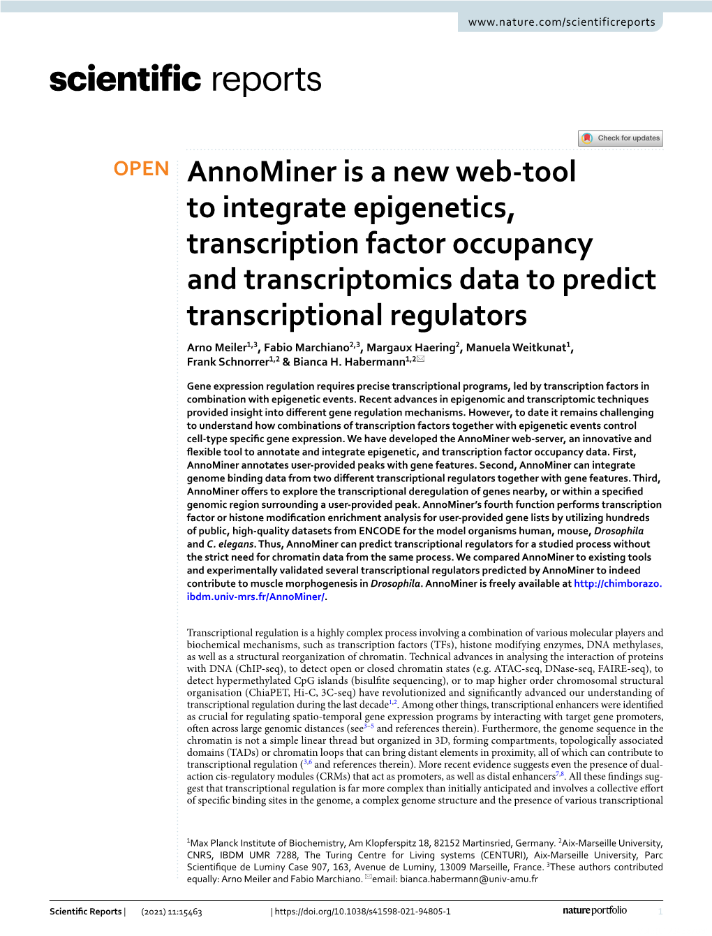 Annominer Is a New Web-Tool to Integrate Epigenetics, Transcription