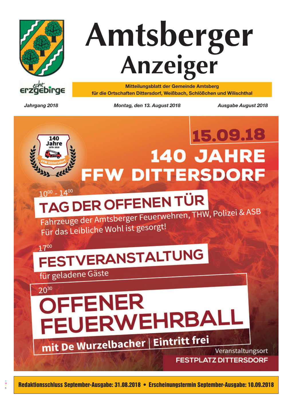 Anzeiger Mitteilungsblatt Der Gemeinde Amtsberg Für Die Ortschaften Dittersdorf, Weißbach, Schlößchen Und Wilischthal