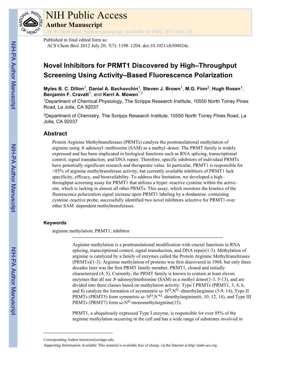 NIH Public Access Author Manuscript ACS Chem Biol