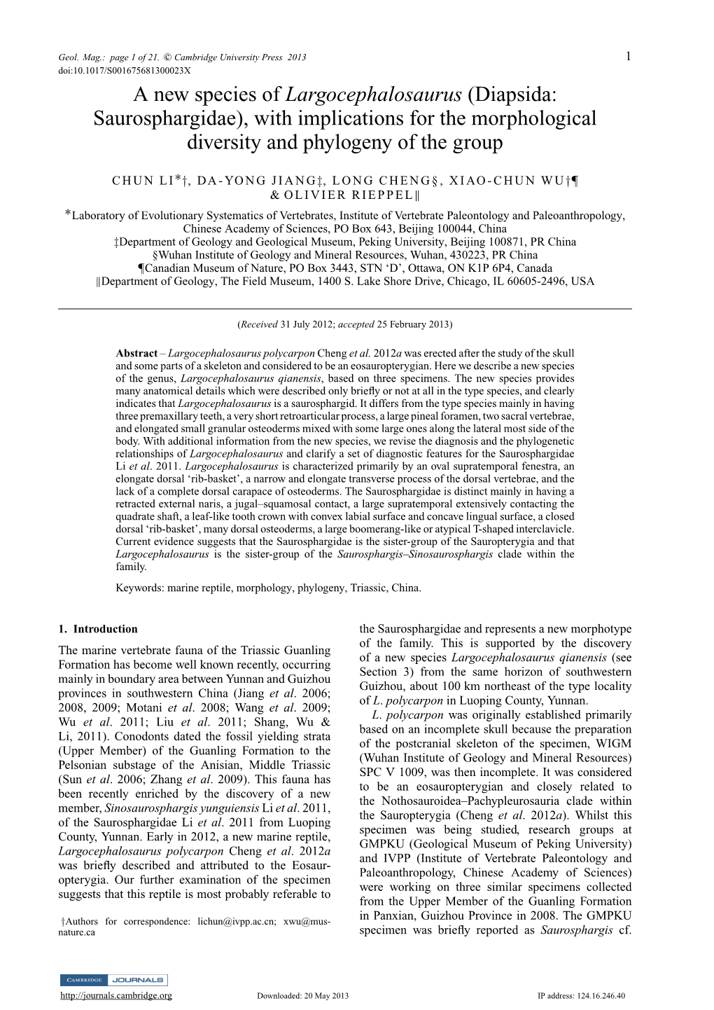 (Diapsida: Saurosphargidae), with Implications for the Morphological Diversity and Phylogeny of the Group