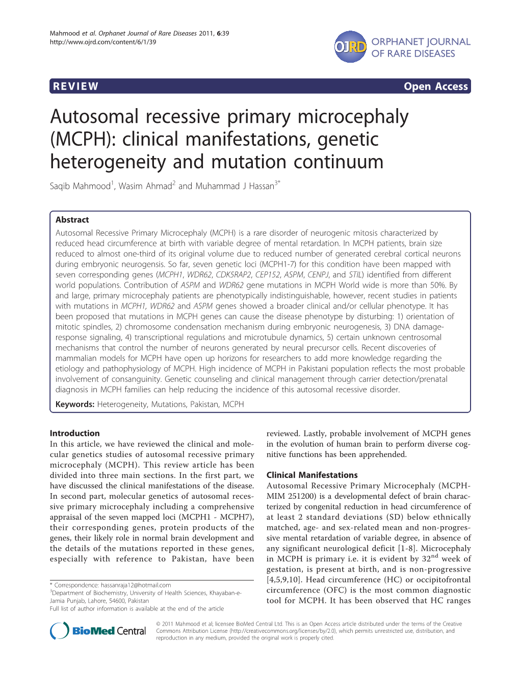 Autosomal Recessive Primary Microcephaly