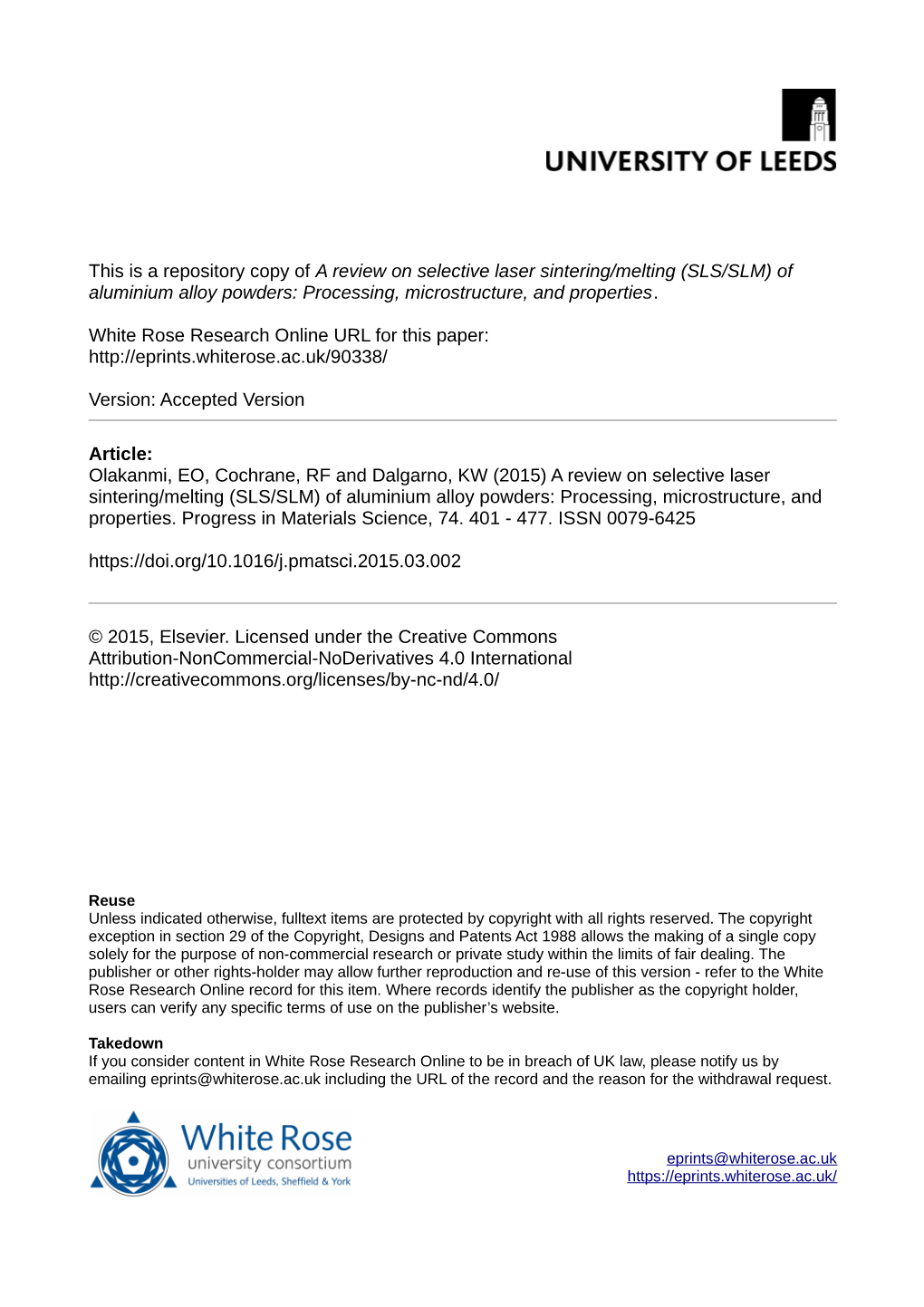 A Review on Selective Laser Sintering/Melting (SLS/SLM) of Aluminium Alloy Powders: Processing, Microstructure, and Properties