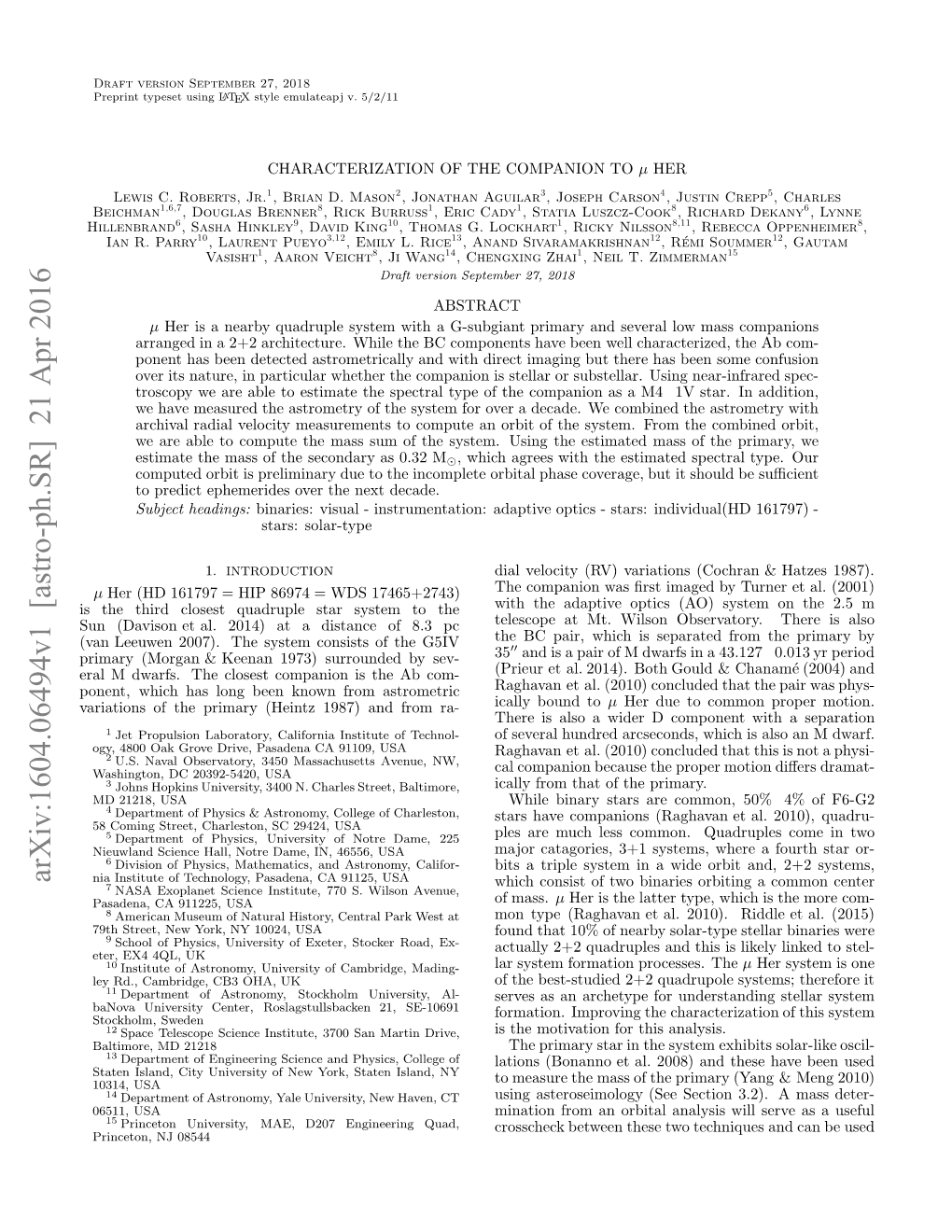 Arxiv:1604.06494V1