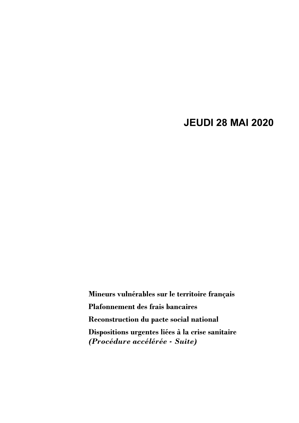 Jeudi 28 Mai 2020