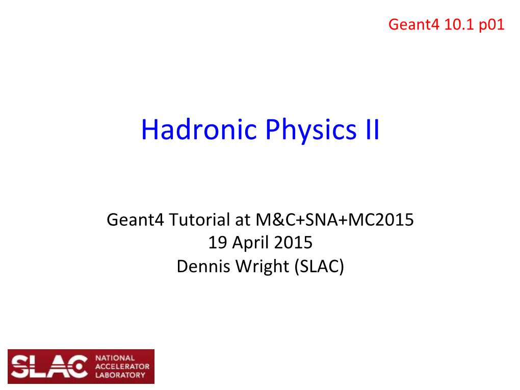 Hadronic Physics II