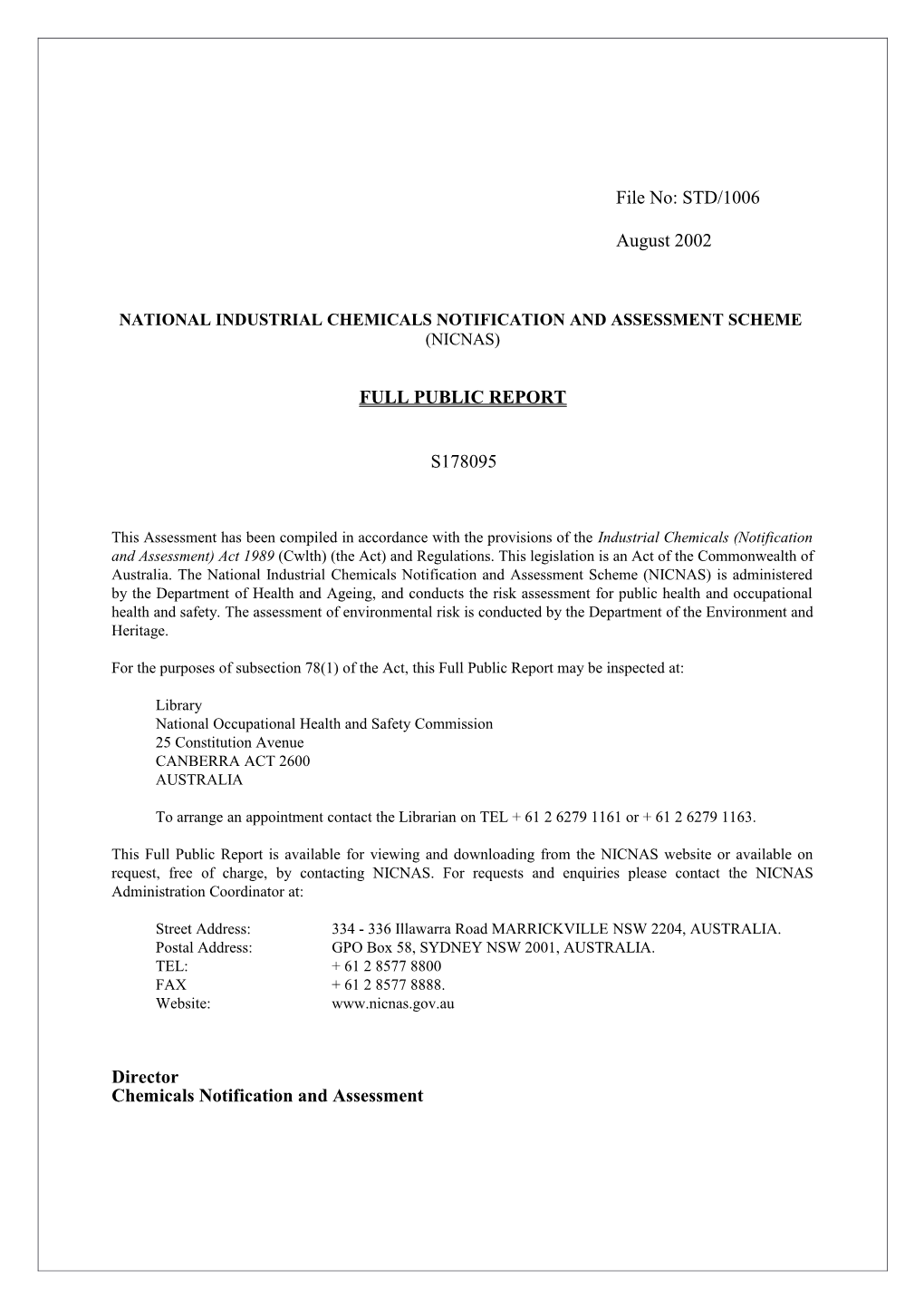 National Industrial Chemicals Notification and Assessment Scheme s43