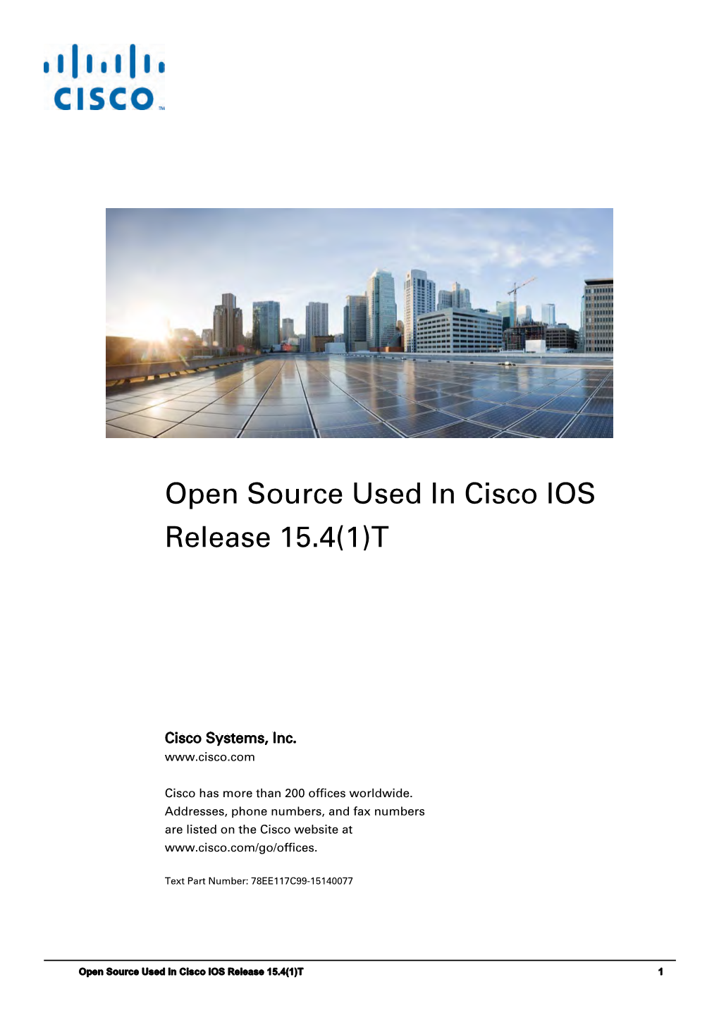 Open Source Licensing Information for Cisco IOS Release 15.4(1)T