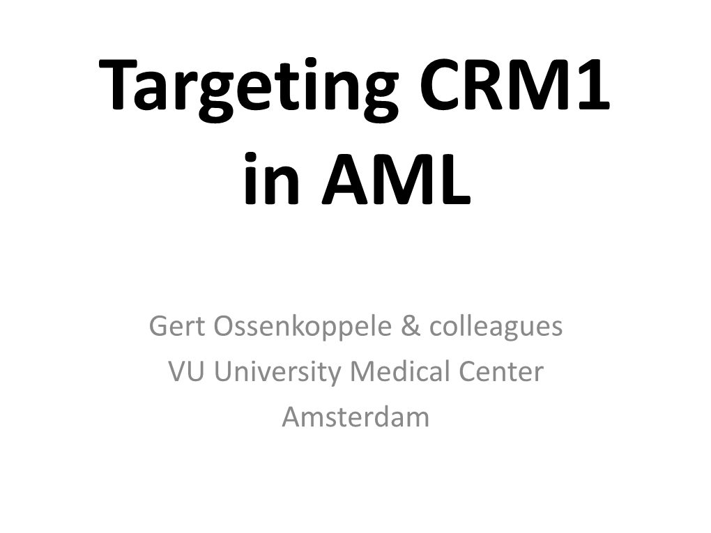 Targeting CRM1 in AML (Presented at ESH – Budapest)