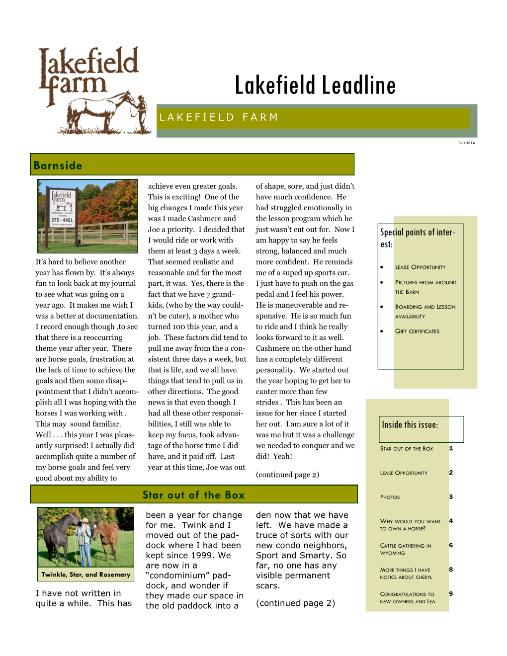 Lakefield Leadline