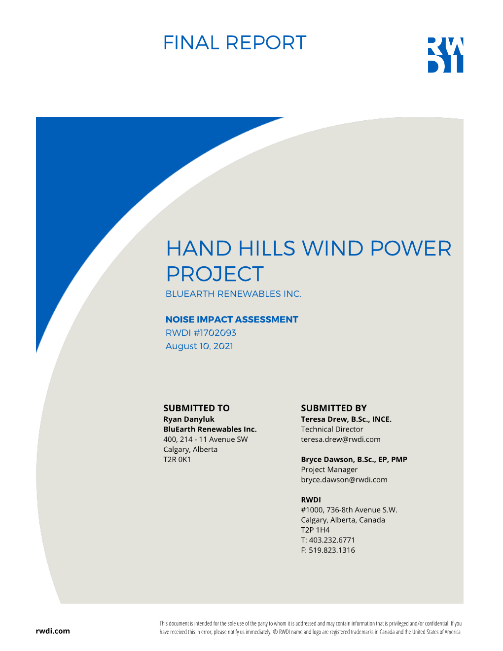 Hand Hills Wind Power Project Bluearth Renewables Inc