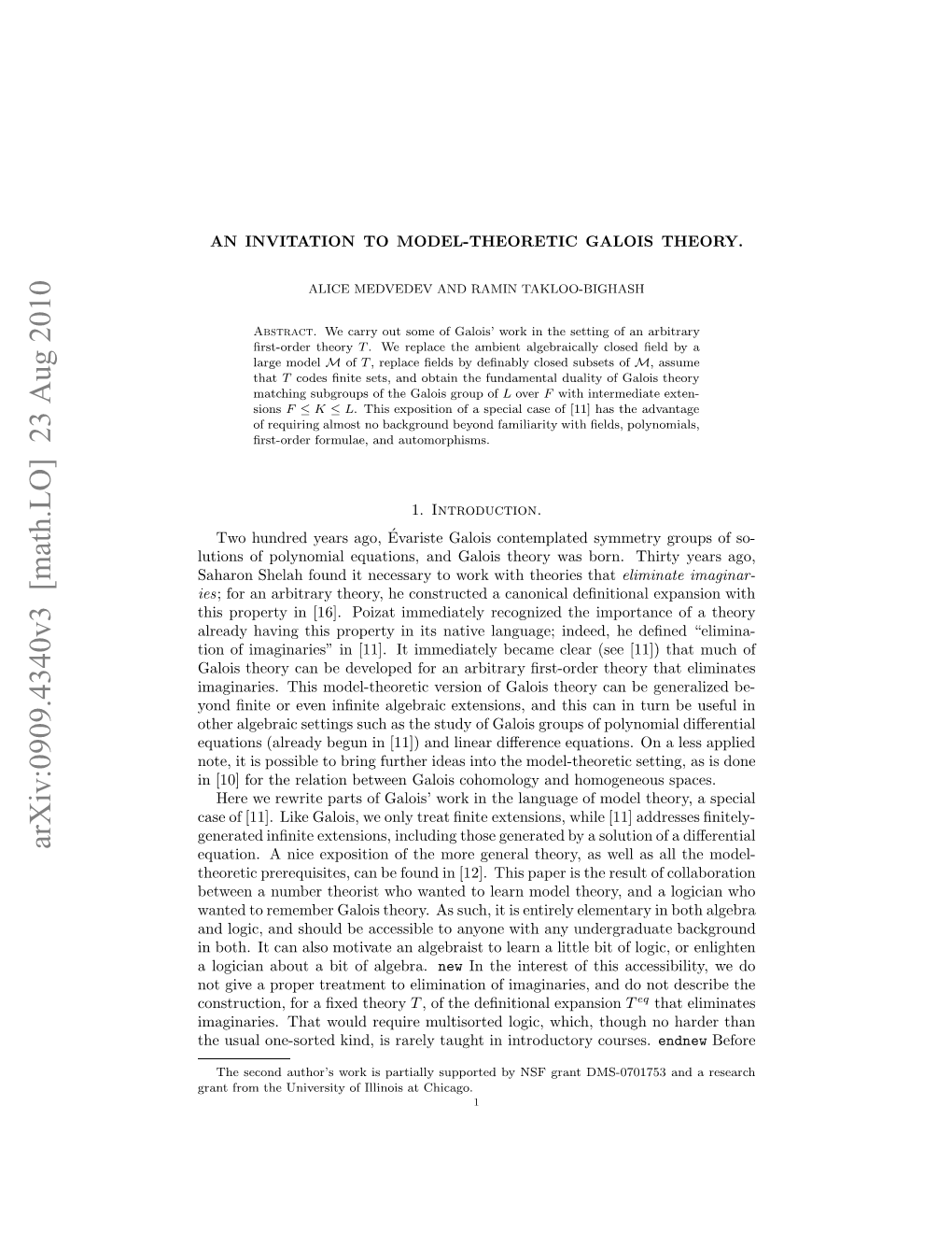 An Invitation to Model-Theoretic Galois Theory