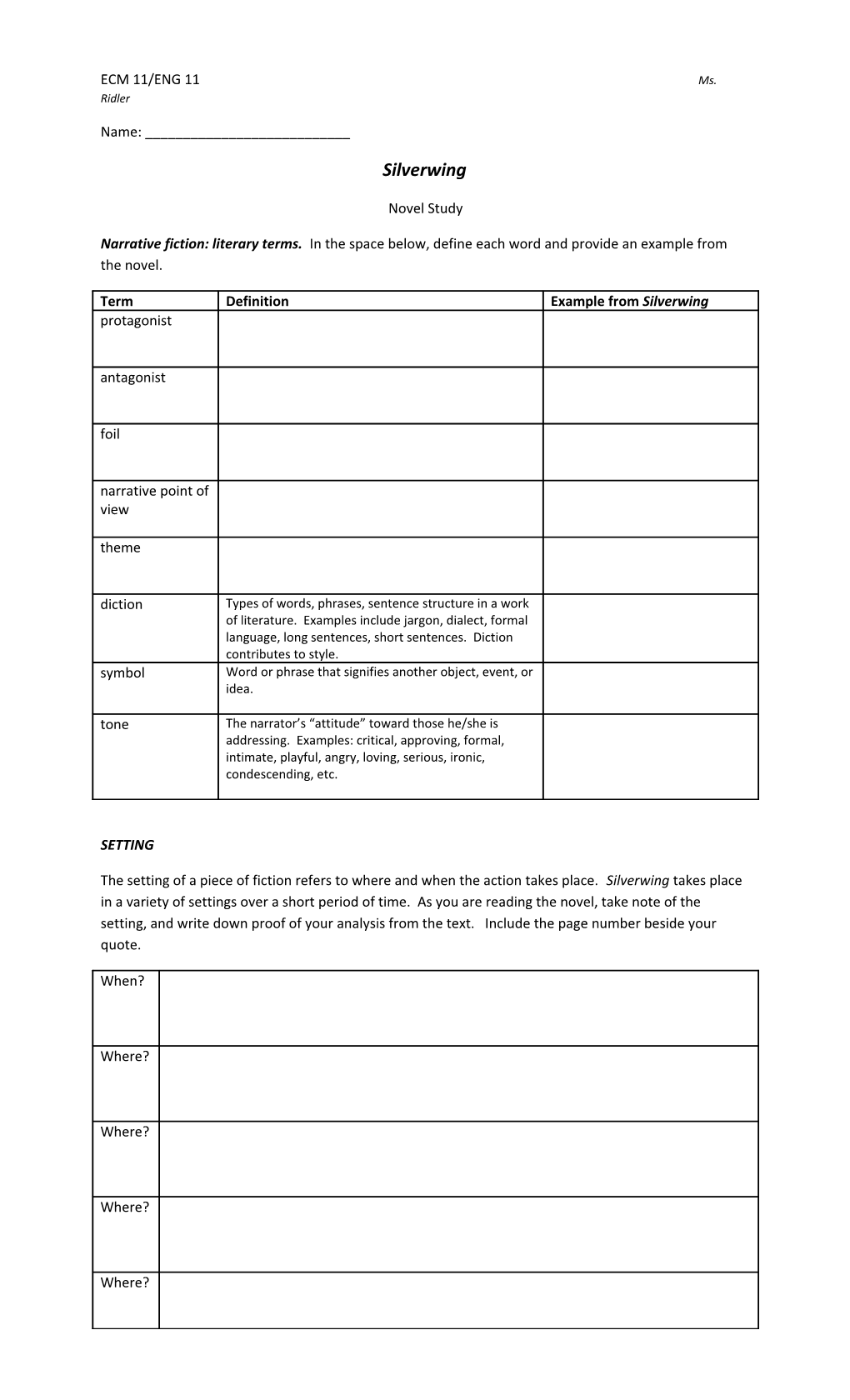 ECM 11/ENG 11 Ms. Ridler