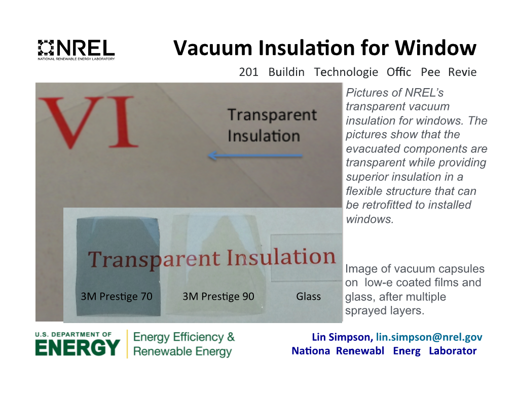 Vacuum Insulation for Windows