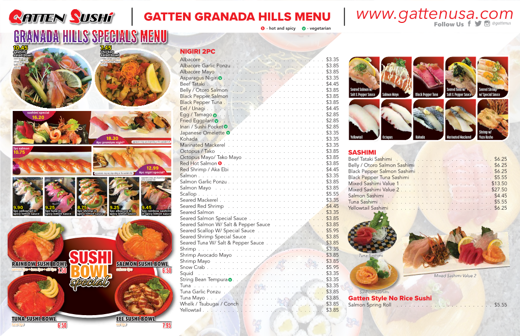 GRANADA HILLS SPECIALS MENU Crunch Rice Spicy Salmon