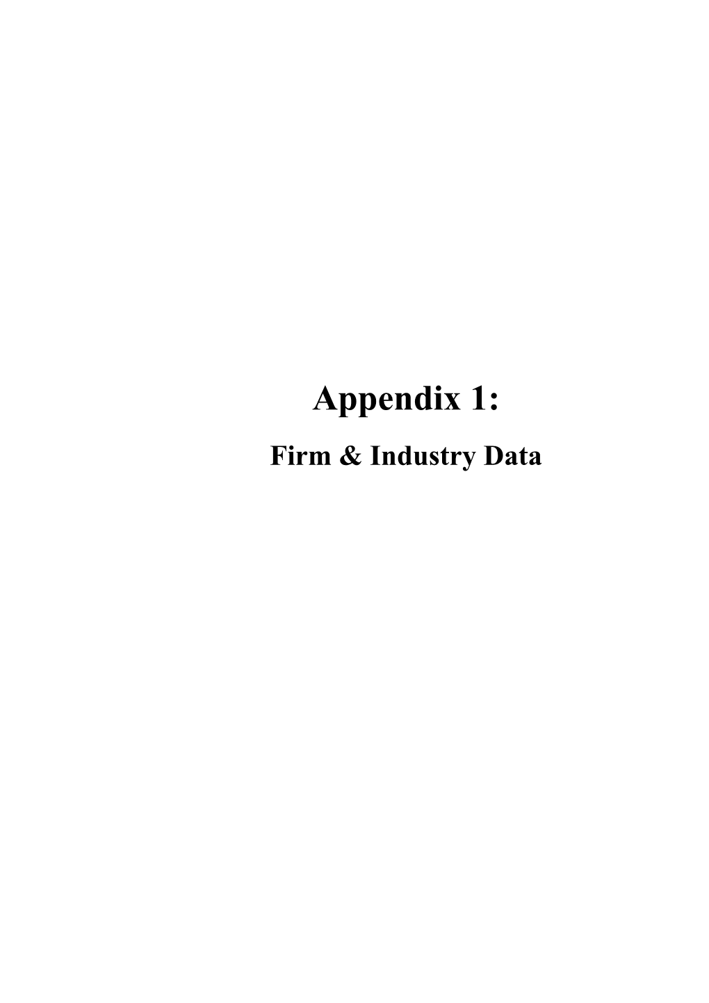 Appendix 1: Firm & Industry Data