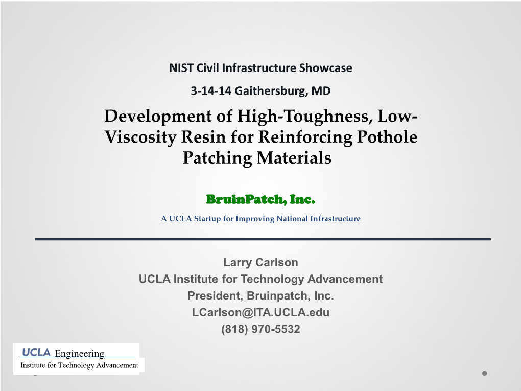 Viscosity Resin for Reinforcing Pothole Patching Materials